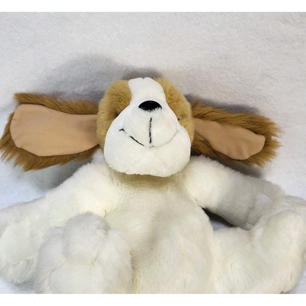 Russ Plush Dog White Brown Floppy Ears‎ Stuffed Animal 12 Inch Vintage Toy
